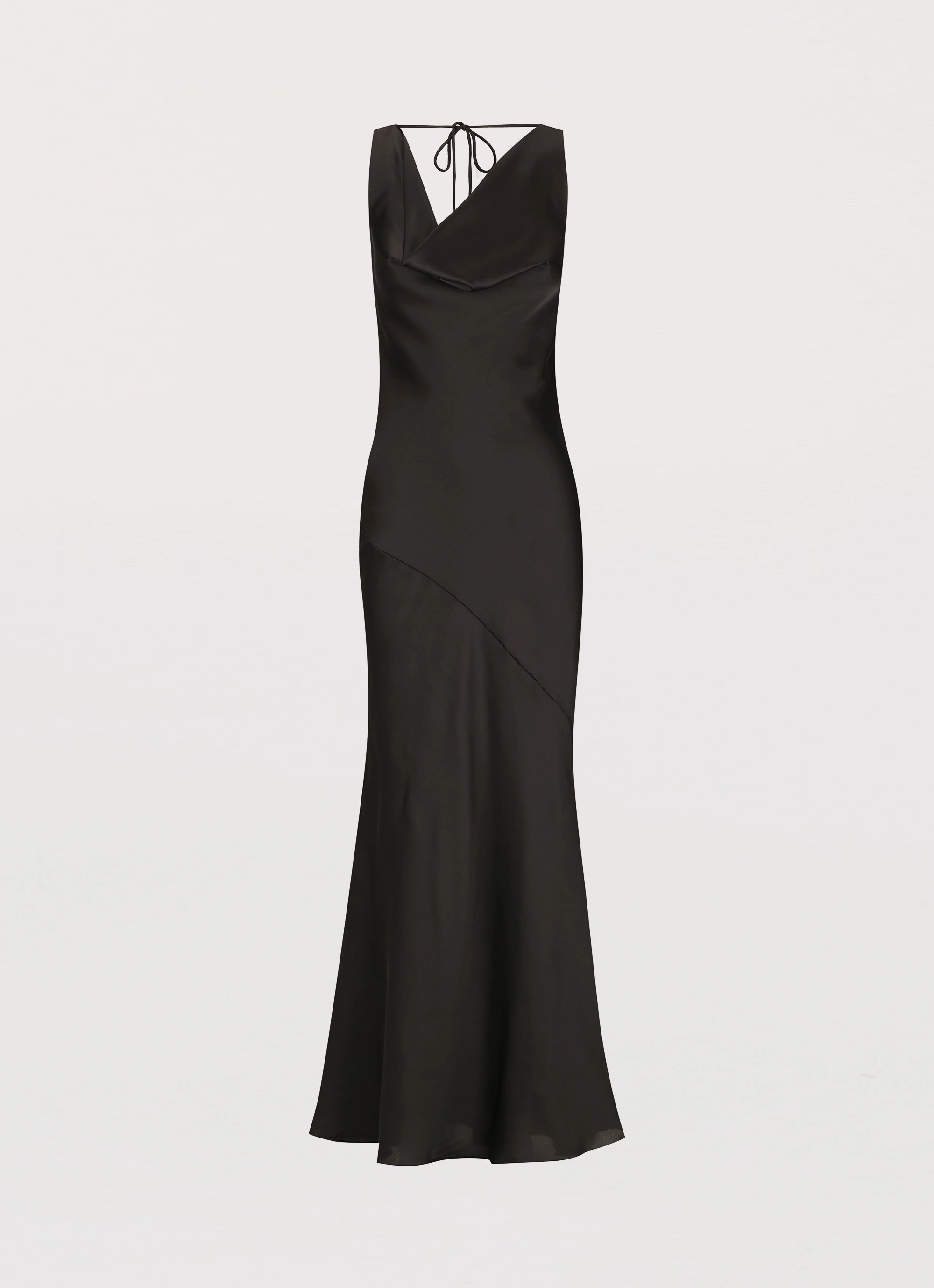 Be Mine Satin Maxi Dress - Black Smooth silhouette