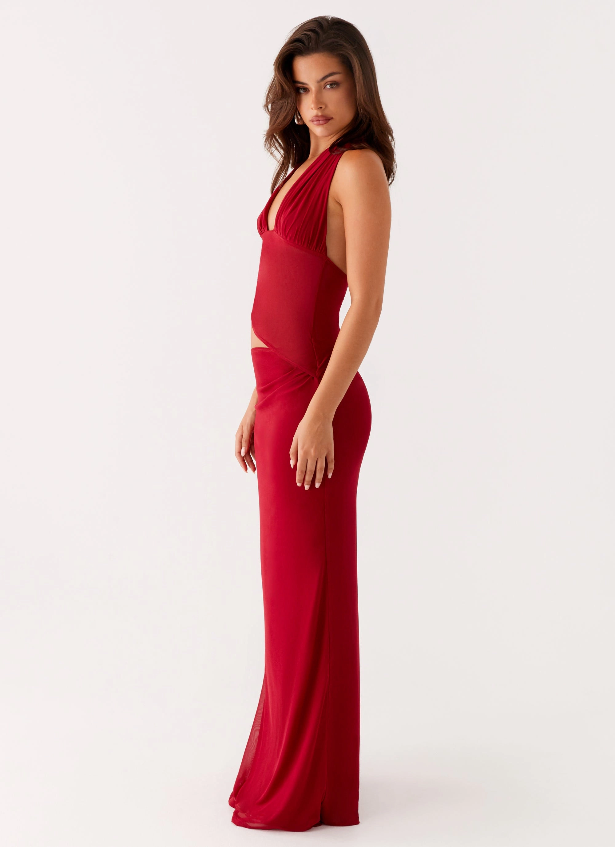 Main Act Halter Maxi Dress - Raspberry Slim Touch