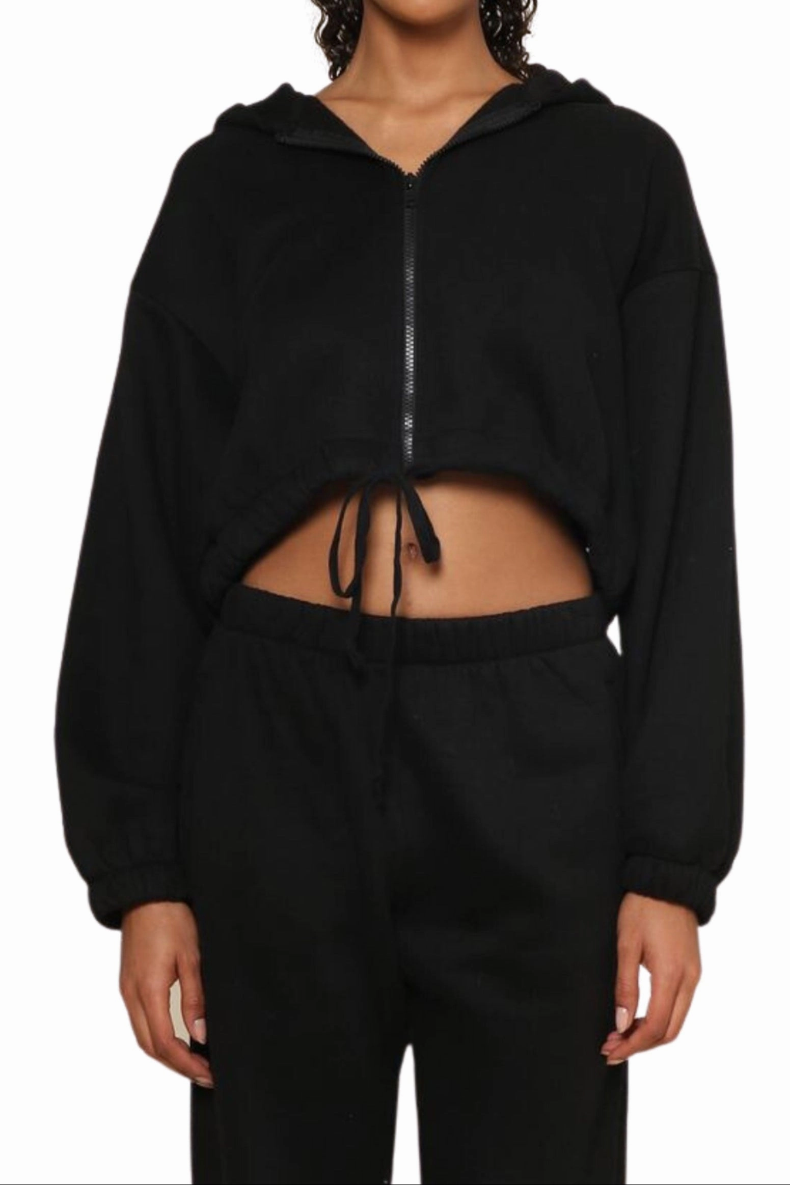 HighDensity Weave Thermal Insulation Layer Cozy Nights Cropped Zip Up