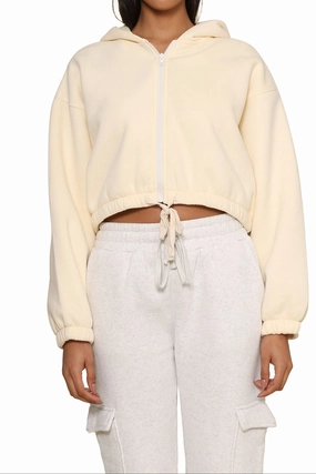 Cozy Nights Cropped Zip Up High Thread Count Simple Silhouette