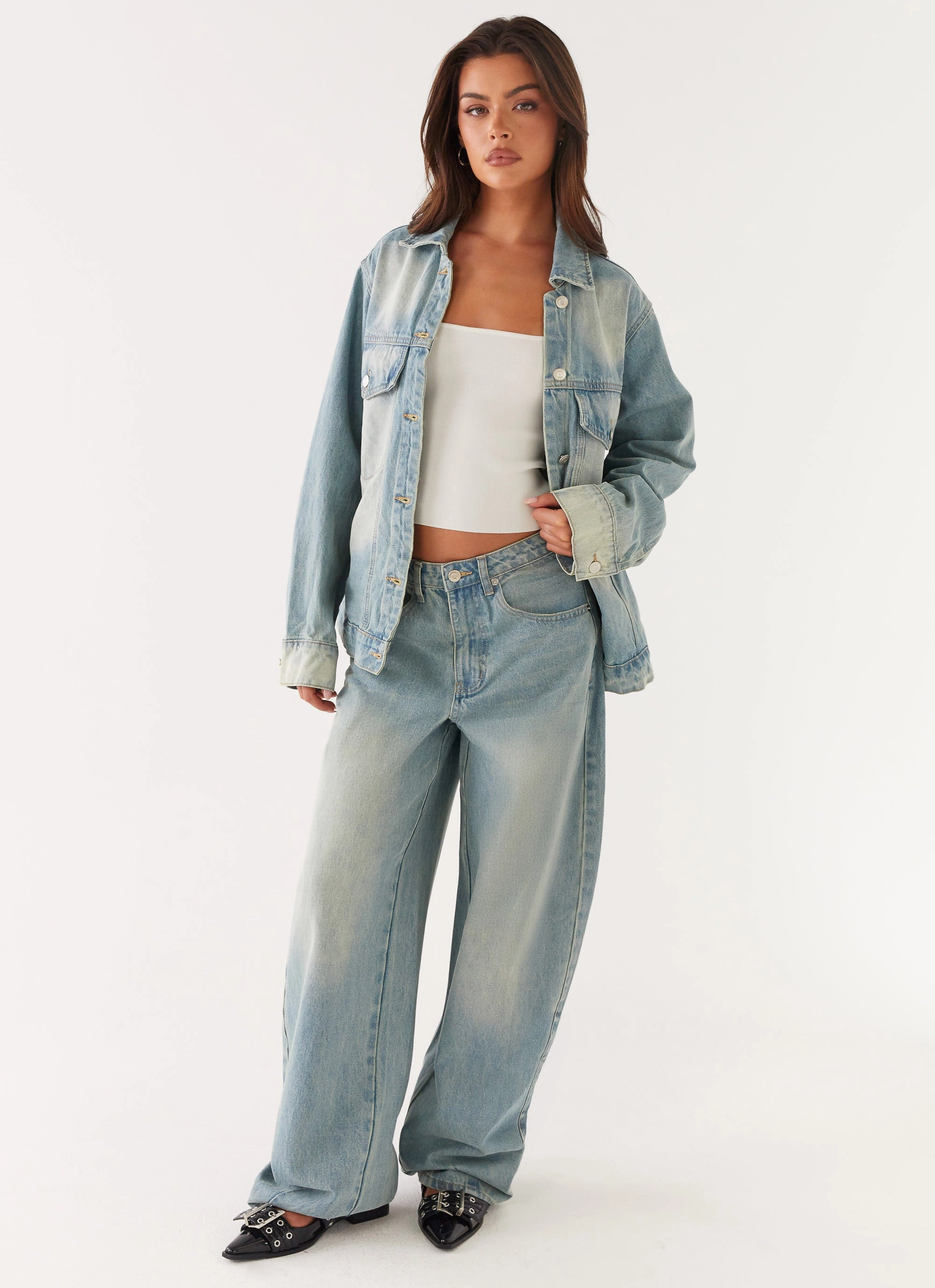 Cool And Simple Night Out Everyday Holiday Vibes Maxwell Baggy Jeans - Washed Blue