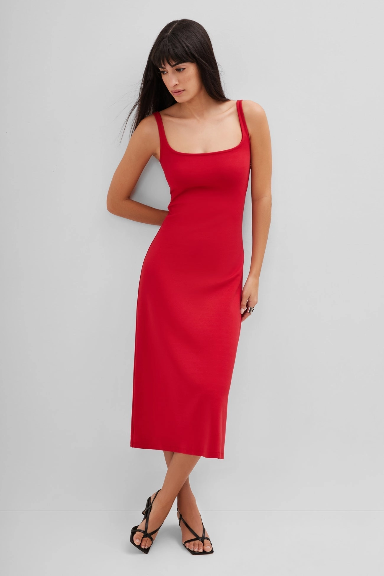 RibbedNeckline Ribbed Knit Fabric Crawford Dress
