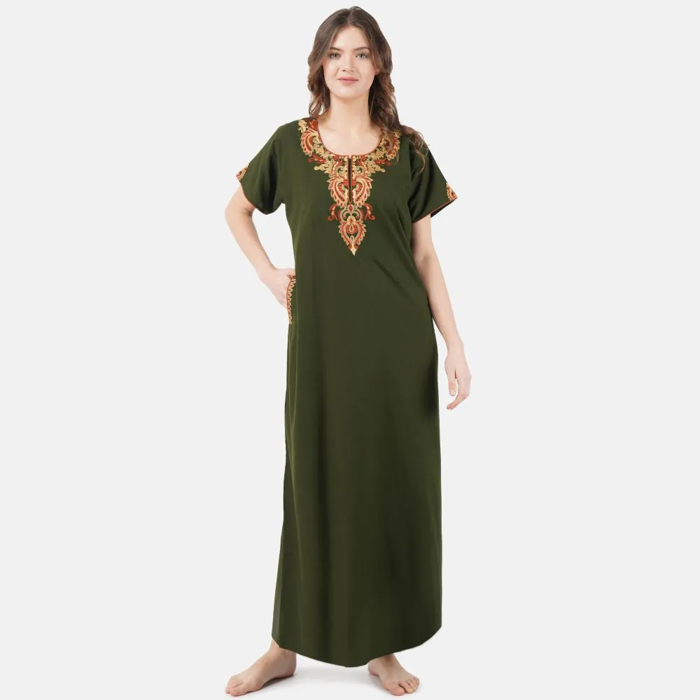 Cream Embroidery Night Gown