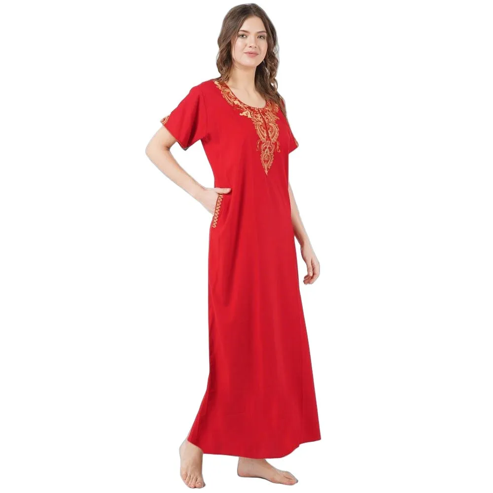 Cream Embroidery Night Gown