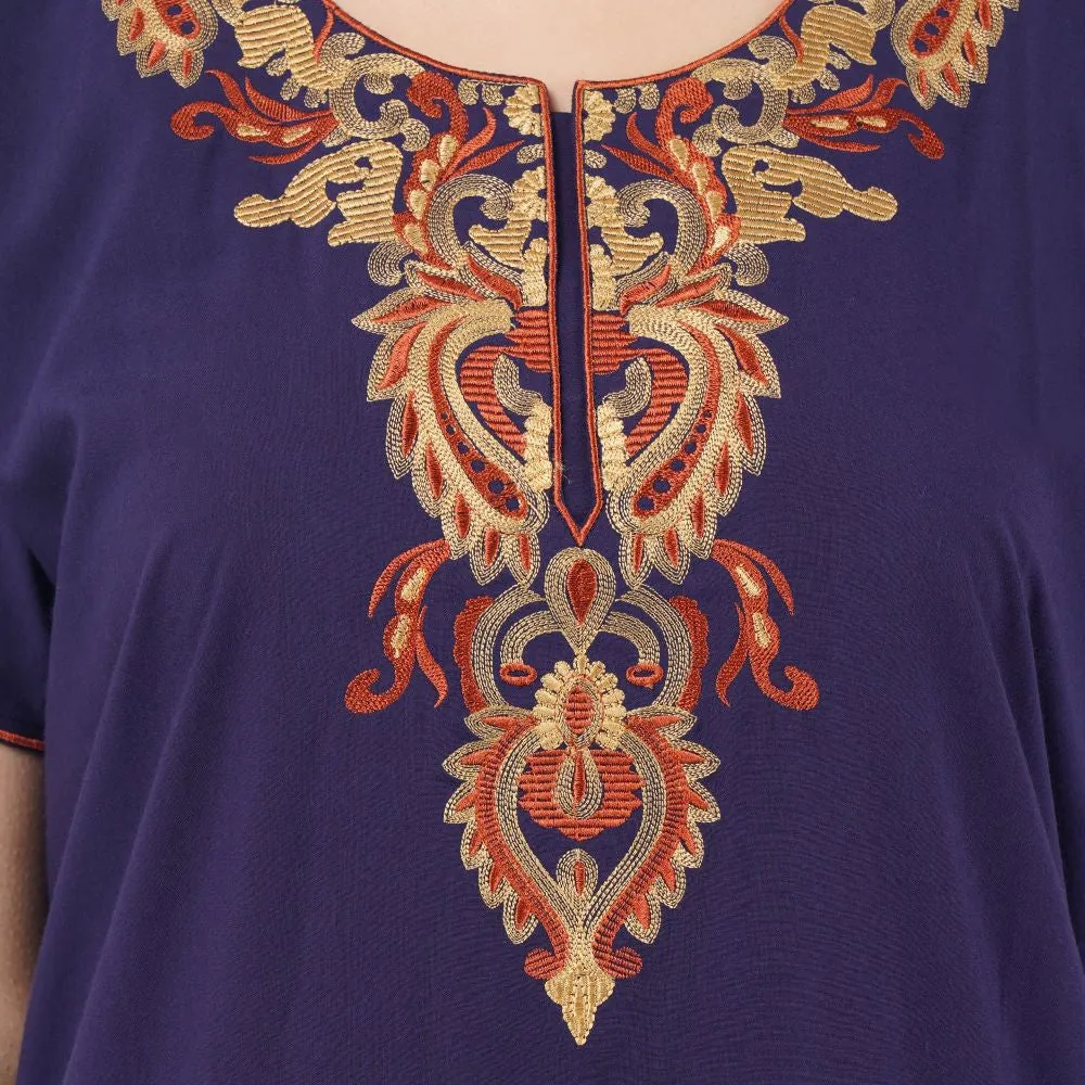 Cream Embroidery Night Gown