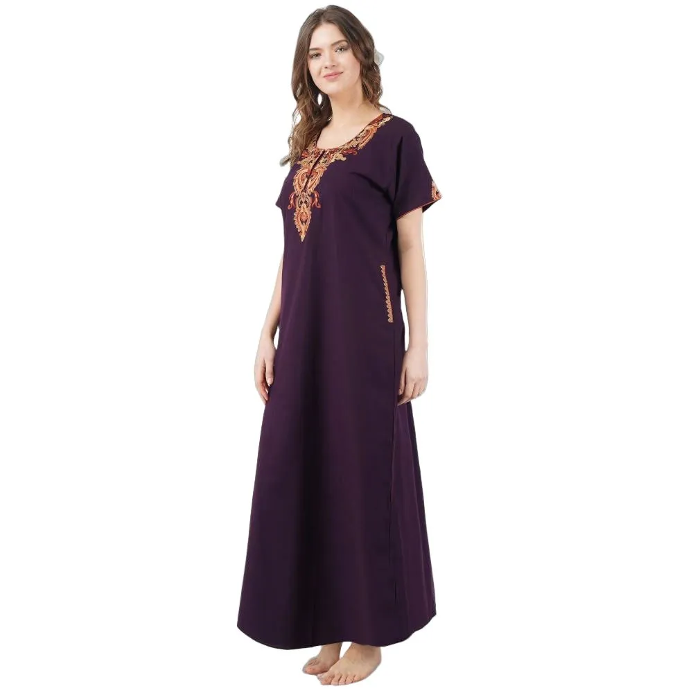 Cream Embroidery Night Gown