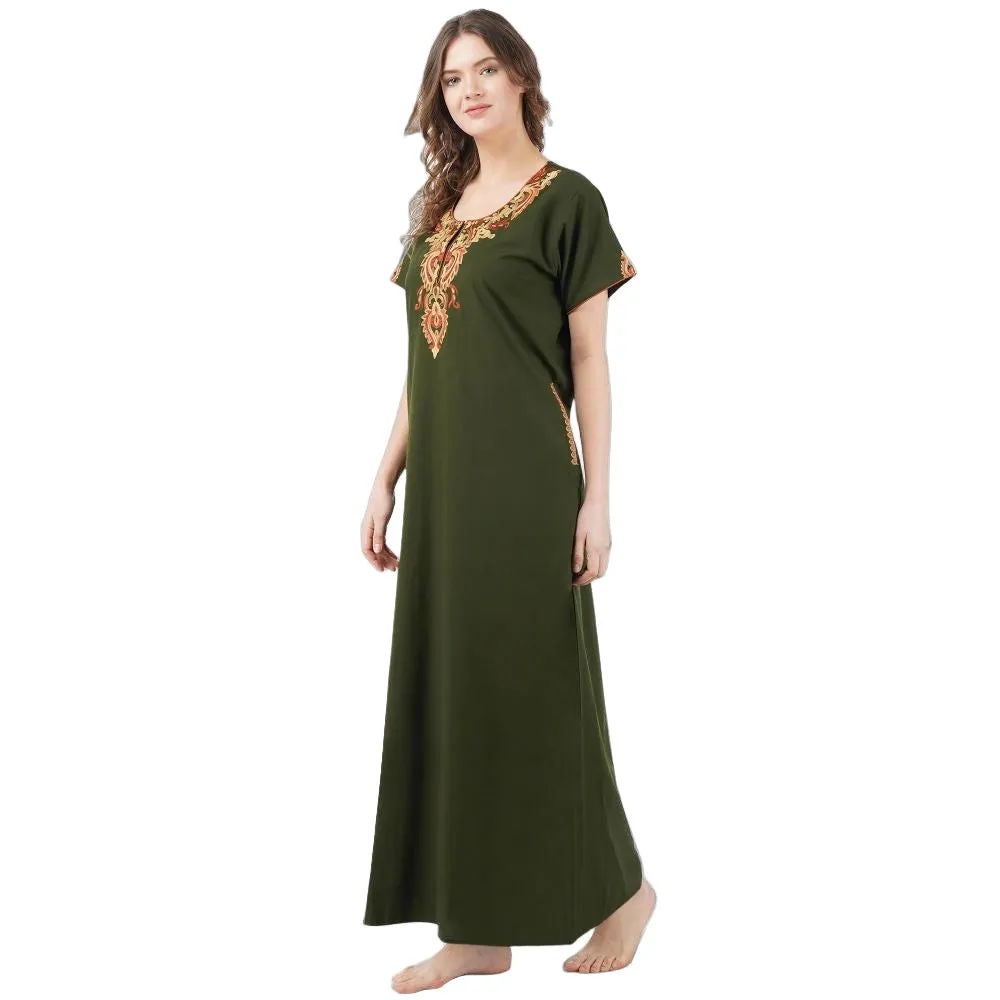 Cream Embroidery Night Gown