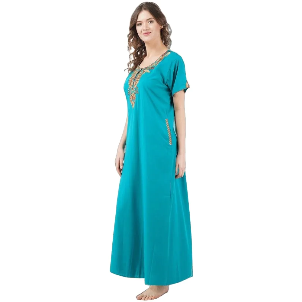 Cream Embroidery Night Gown