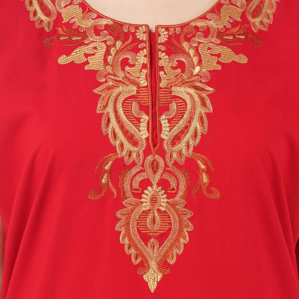 Cream Embroidery Night Gown