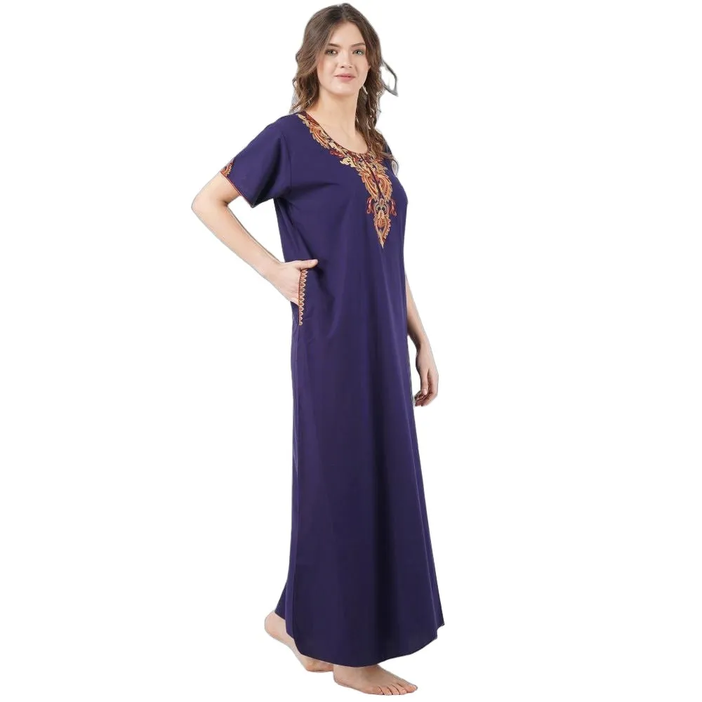 Cream Embroidery Night Gown
