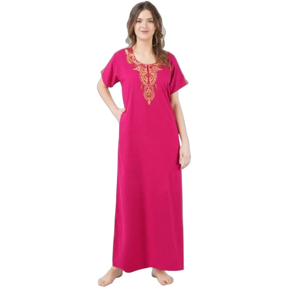 Cream Embroidery Night Gown
