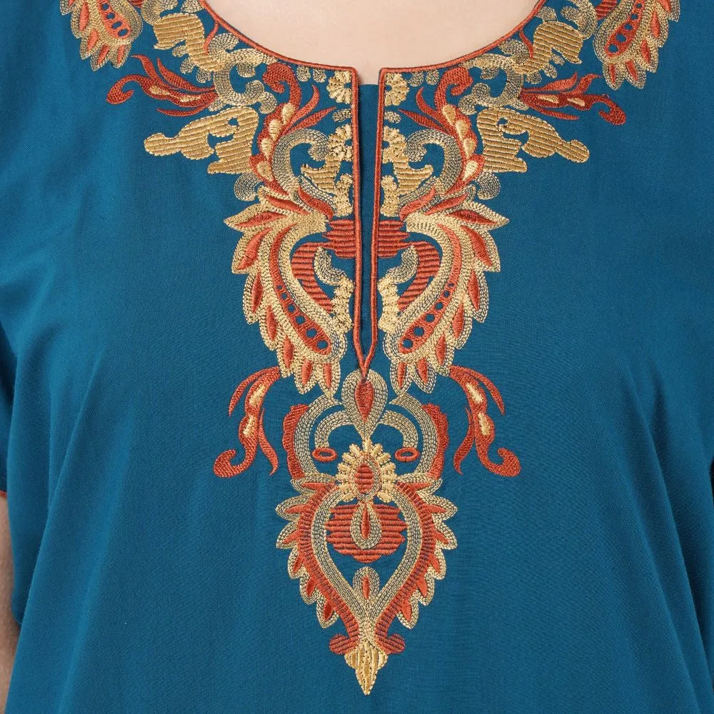 Cream Embroidery Night Gown