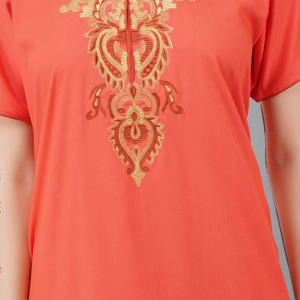 Cream Embroidery Night Gown