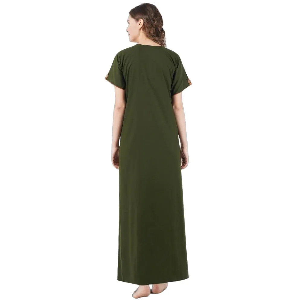 Cream Embroidery Night Gown