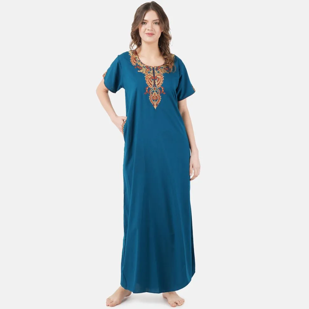 Cream Embroidery Night Gown