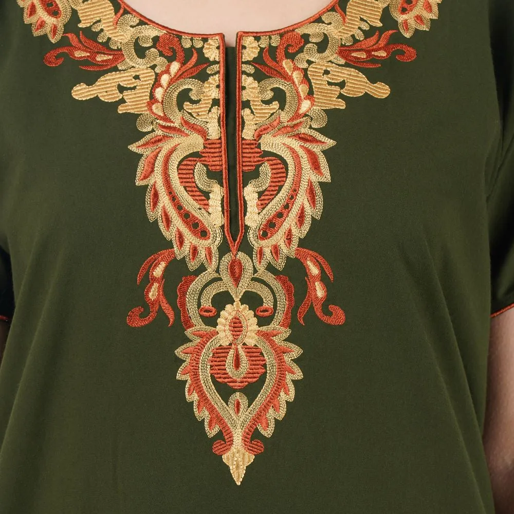 Cream Embroidery Night Gown