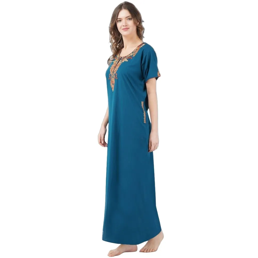 Cream Embroidery Night Gown