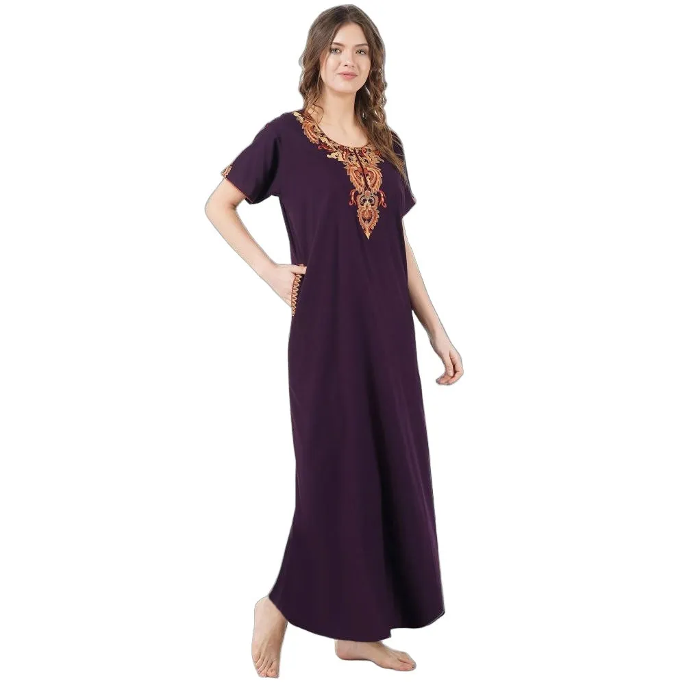 Cream Embroidery Night Gown