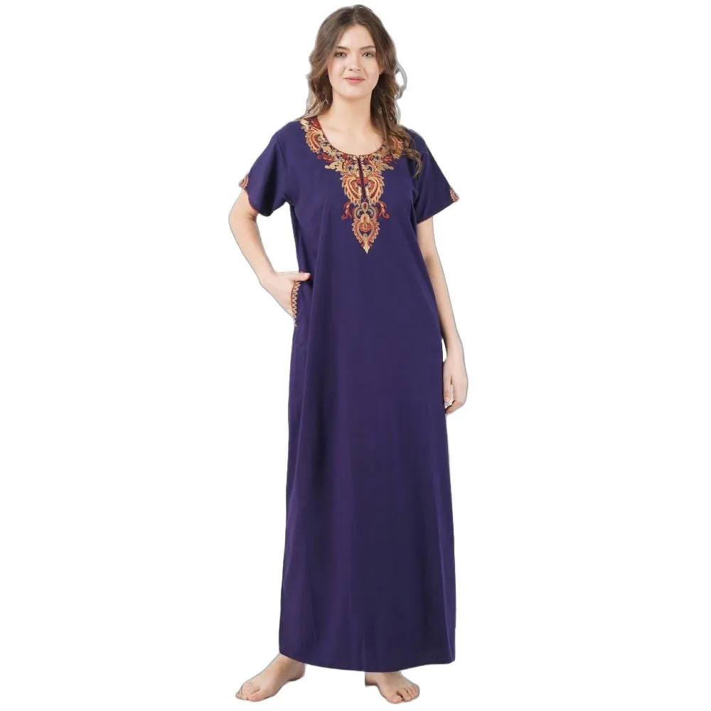 Cream Embroidery Night Gown