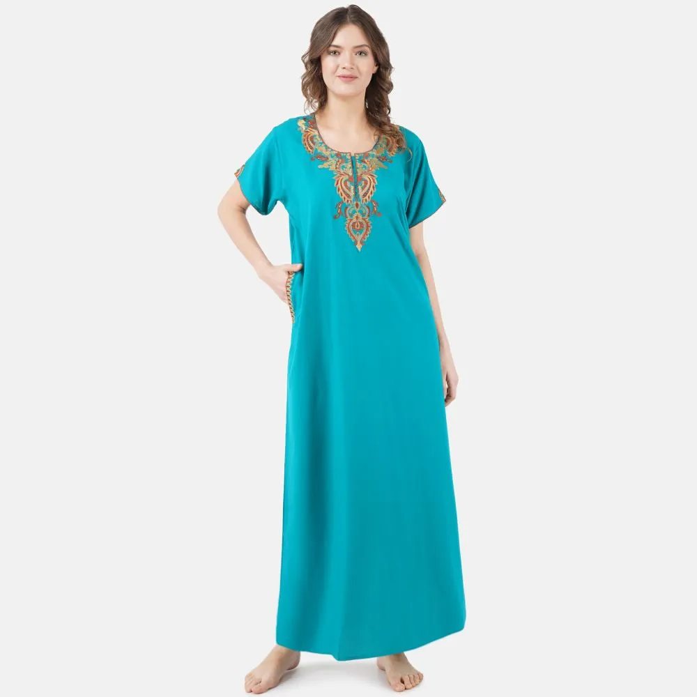 Cream Embroidery Night Gown