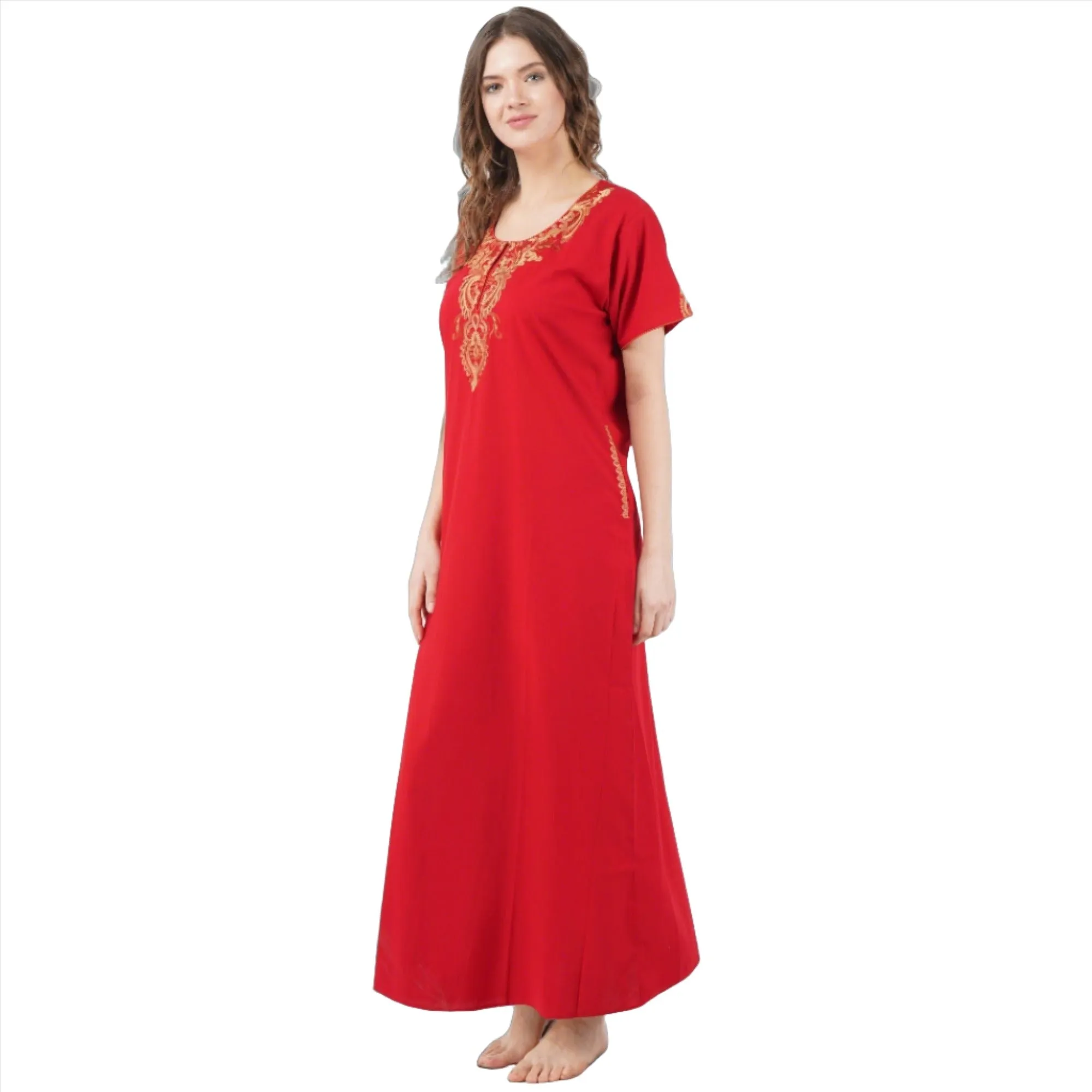 Cream Embroidery Night Gown