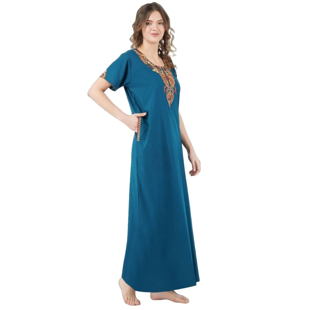 Cream Embroidery Night Gown