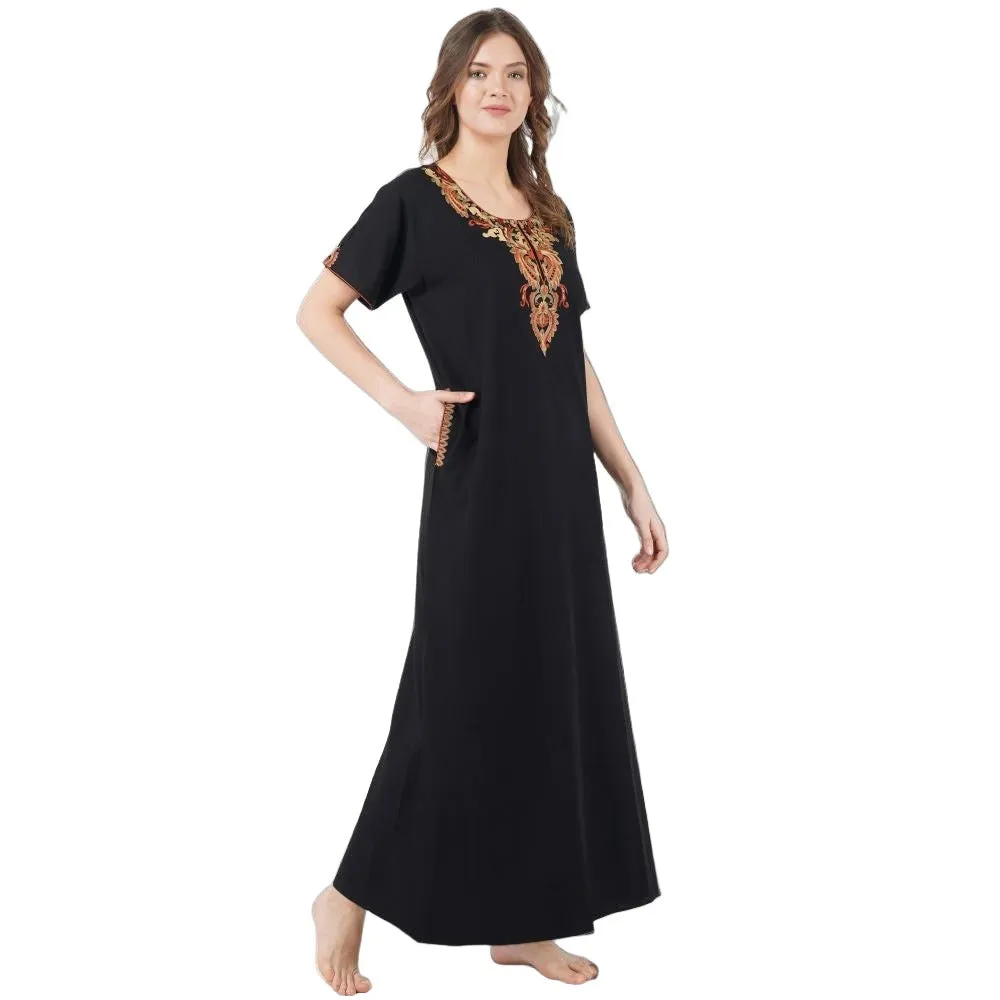 Cream Embroidery Night Gown