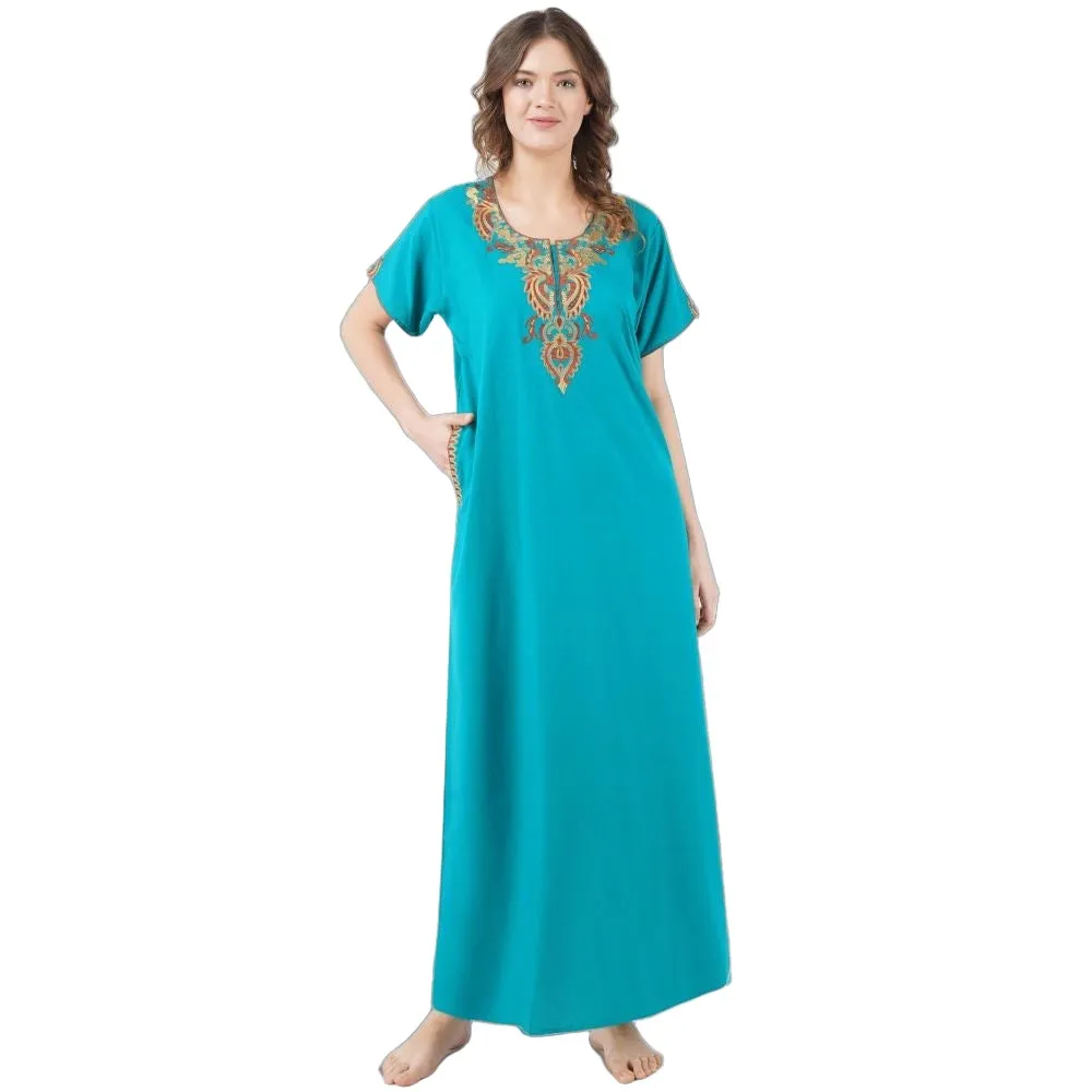 Cream Embroidery Night Gown
