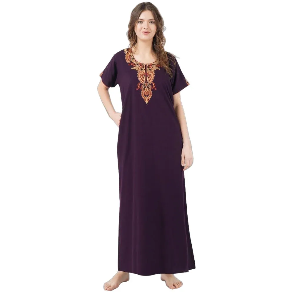 Cream Embroidery Night Gown