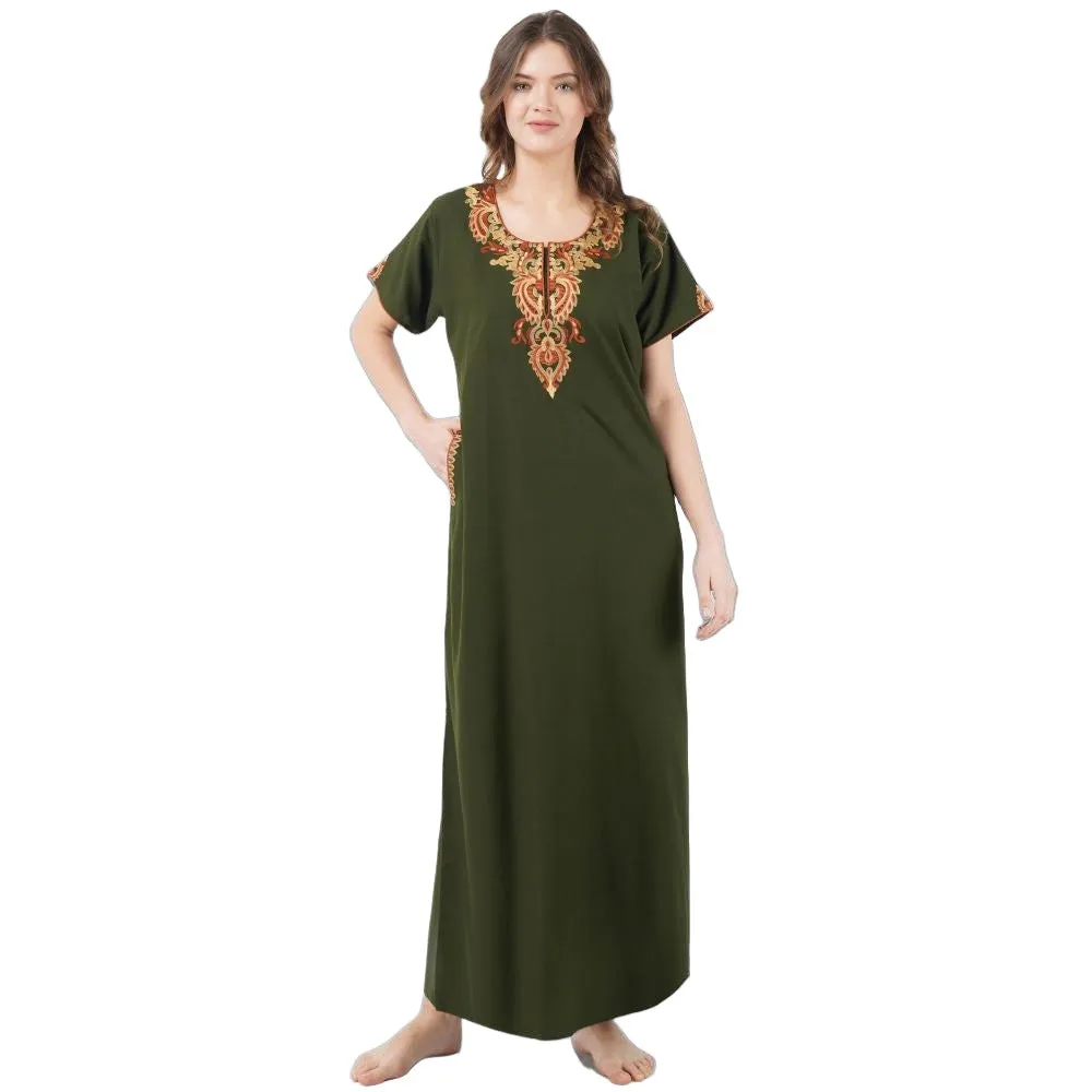 Cream Embroidery Night Gown