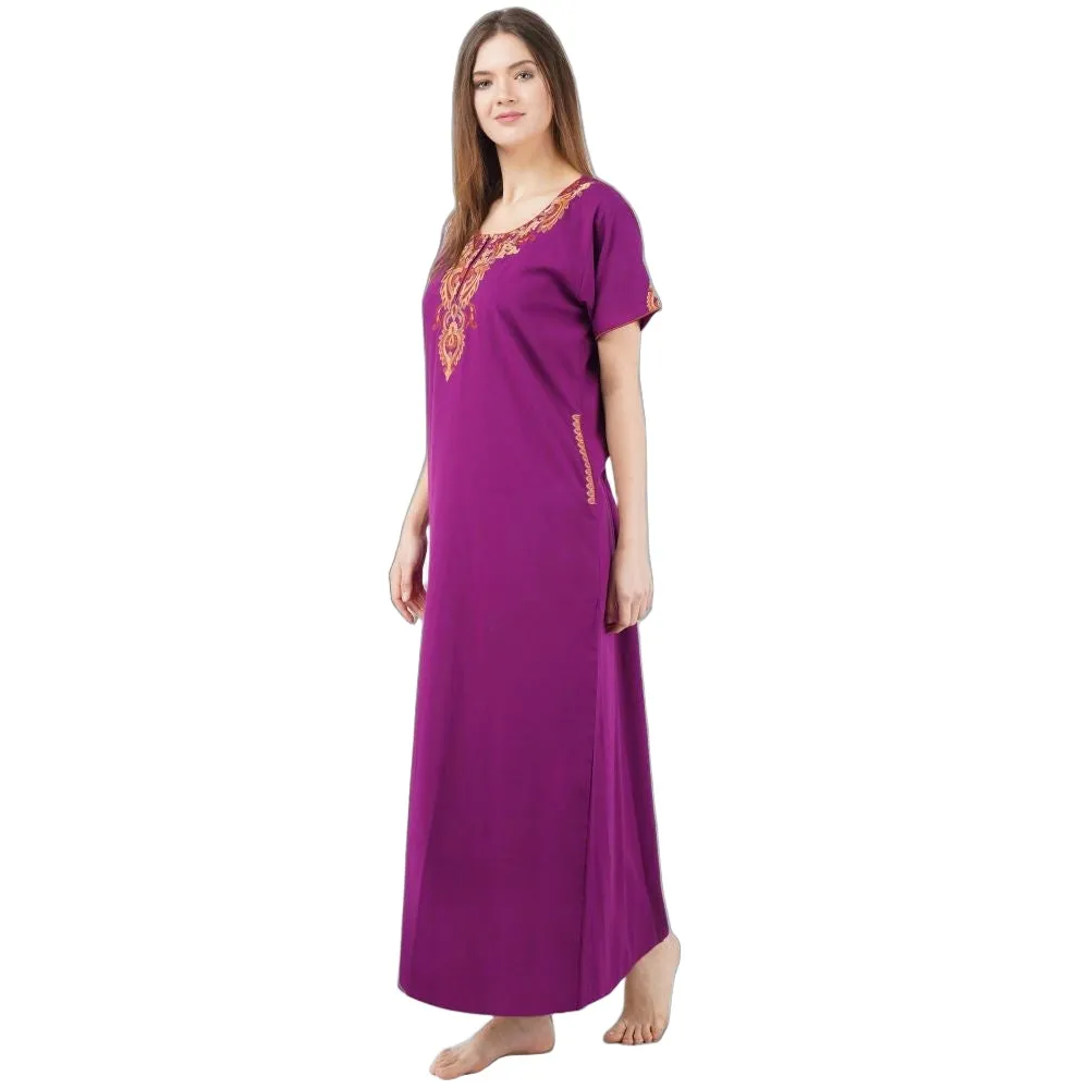 Cream Embroidery Night Gown