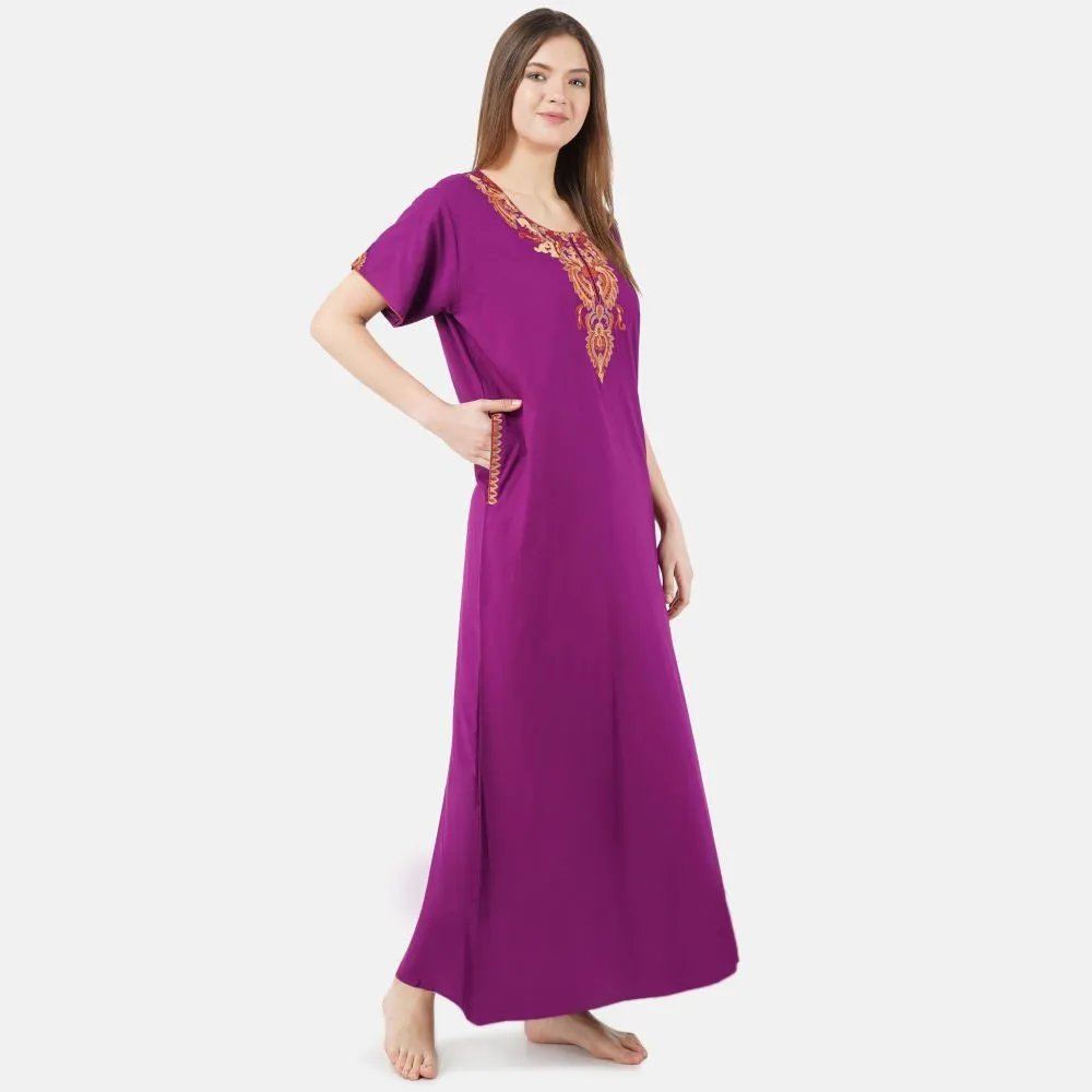 Cream Embroidery Night Gown