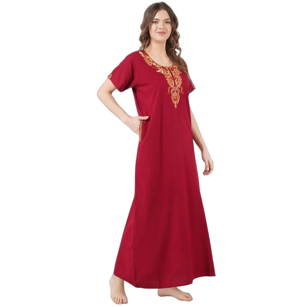 Cream Embroidery Night Gown