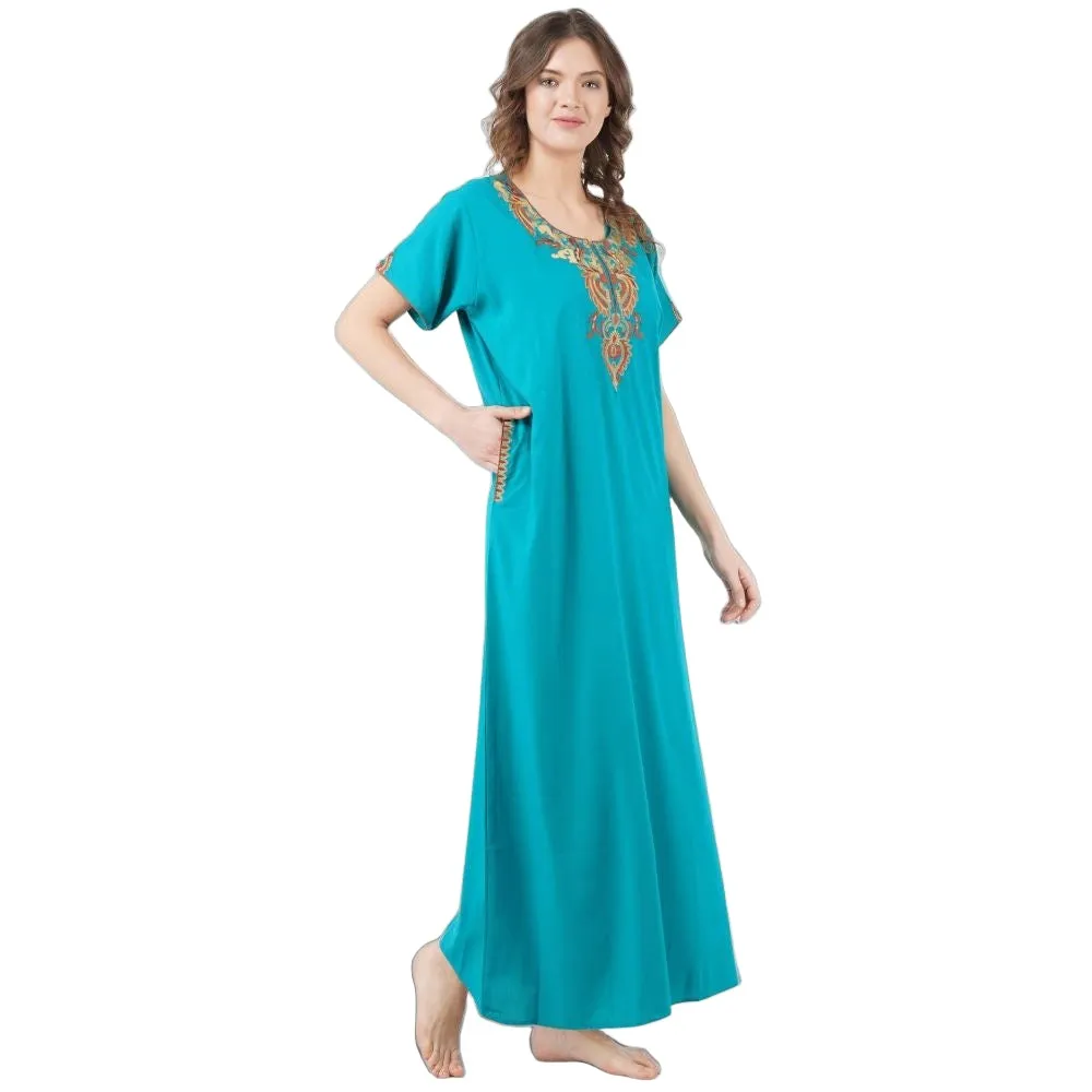Cream Embroidery Night Gown