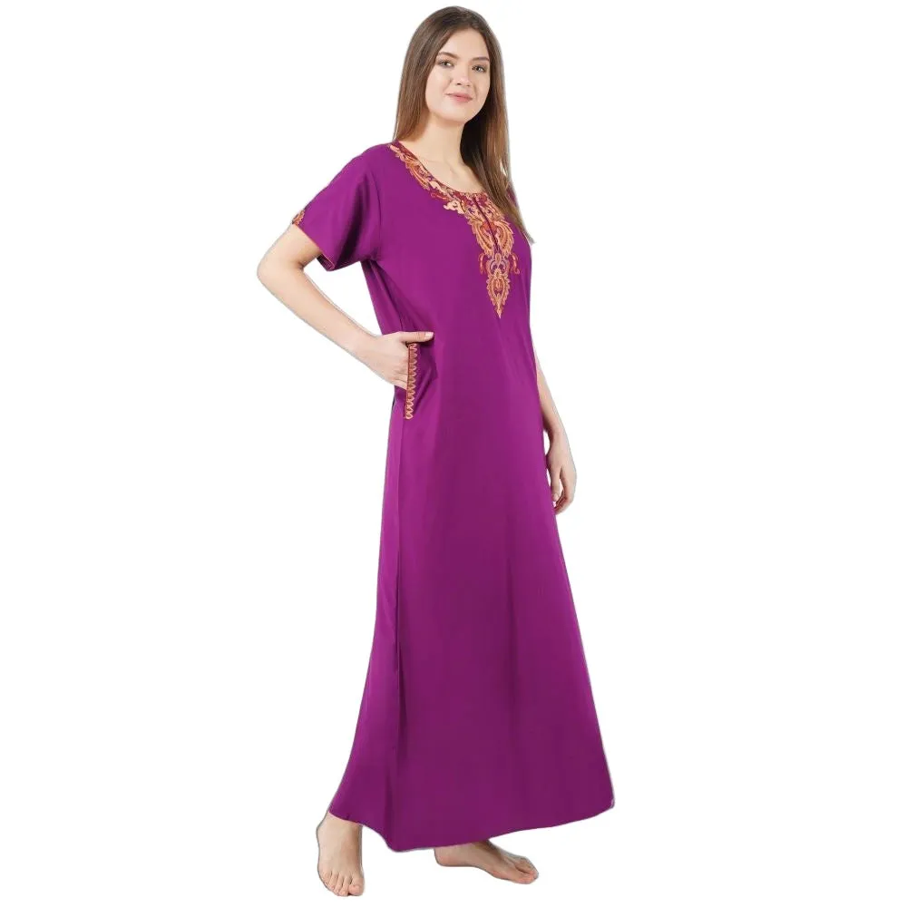 Cream Embroidery Night Gown