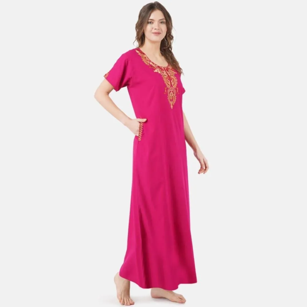 Cream Embroidery Night Gown