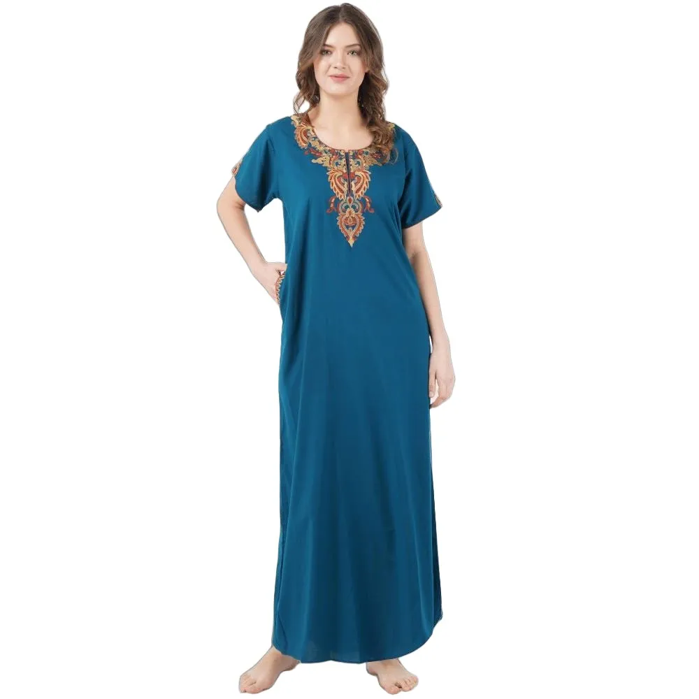 Cream Embroidery Night Gown