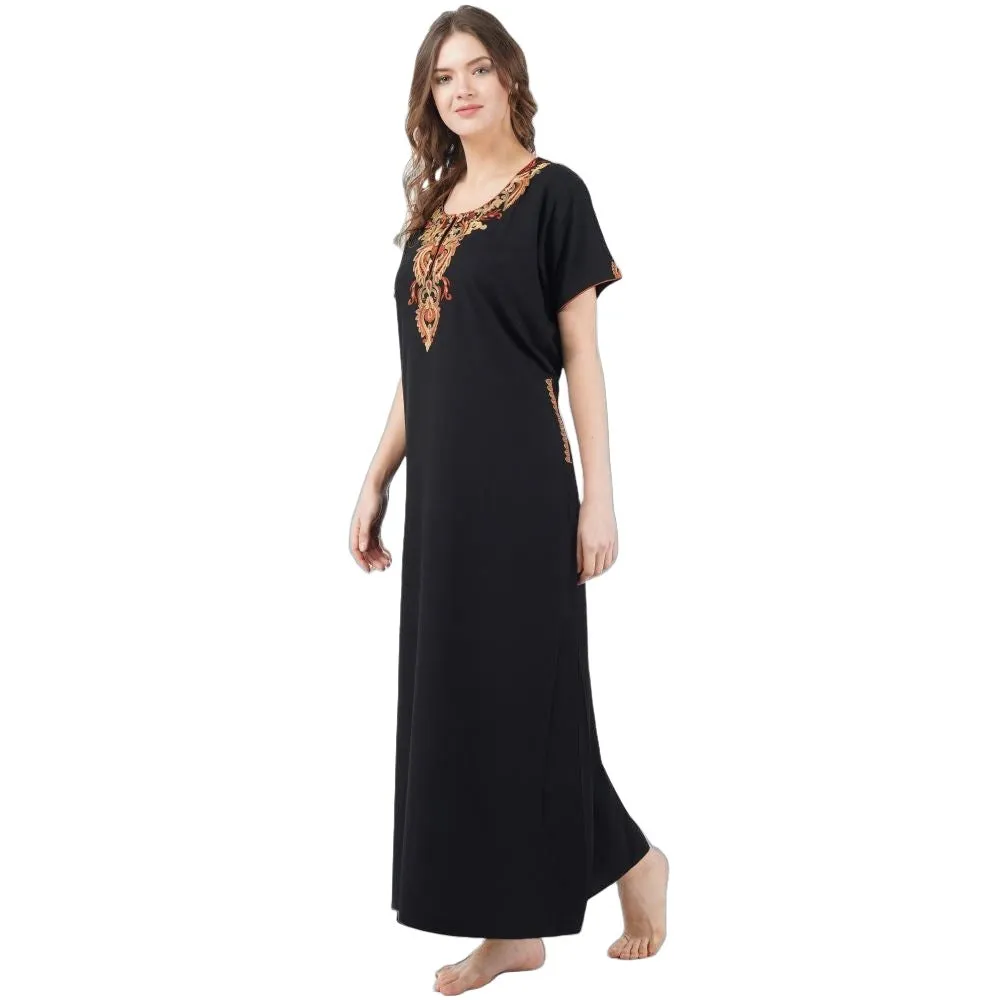 Cream Embroidery Night Gown
