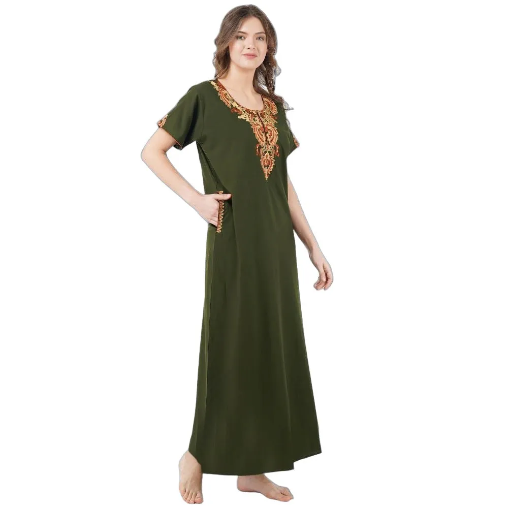 Cream Embroidery Night Gown