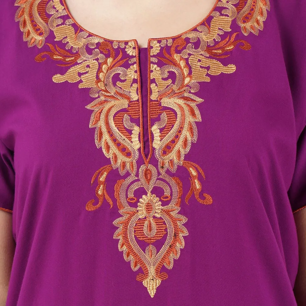Cream Embroidery Night Gown