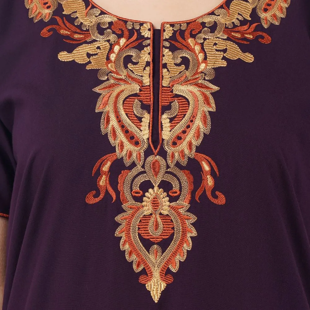 Cream Embroidery Night Gown