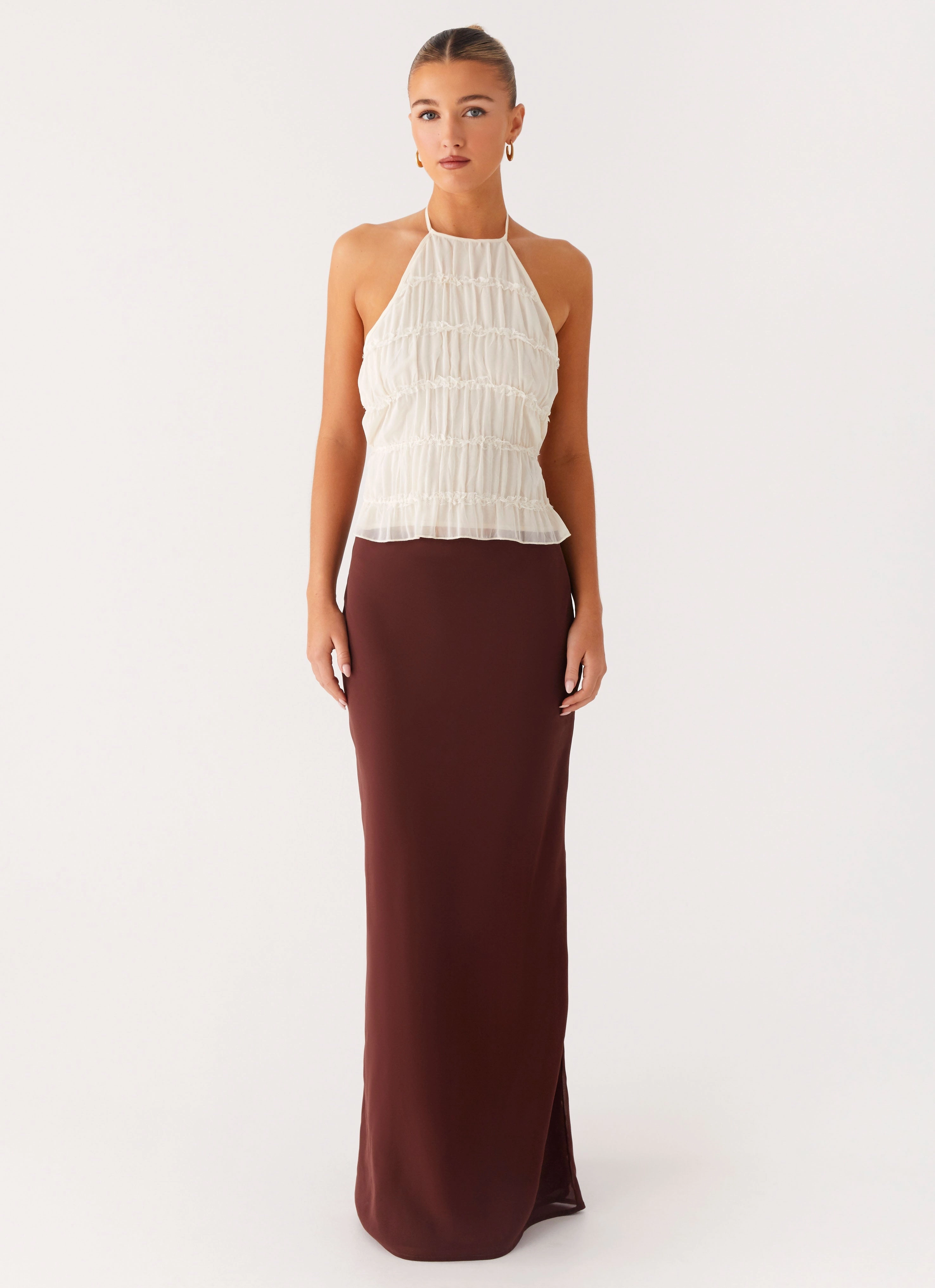 Sienna Sunset Maxi Skirt - Chocolate Minimal Vibe