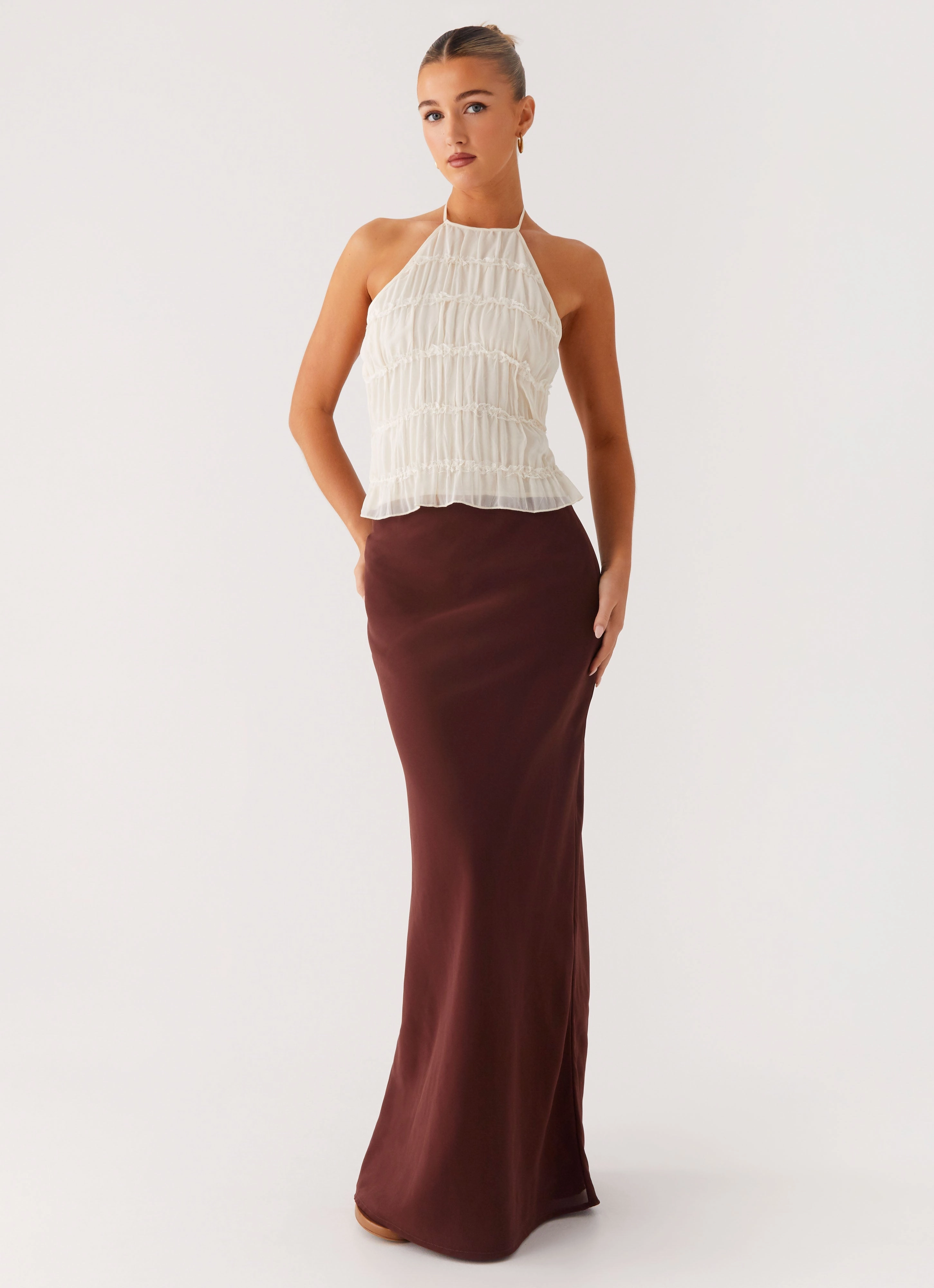 Year Round Style Sienna Sunset Maxi Skirt - Chocolate