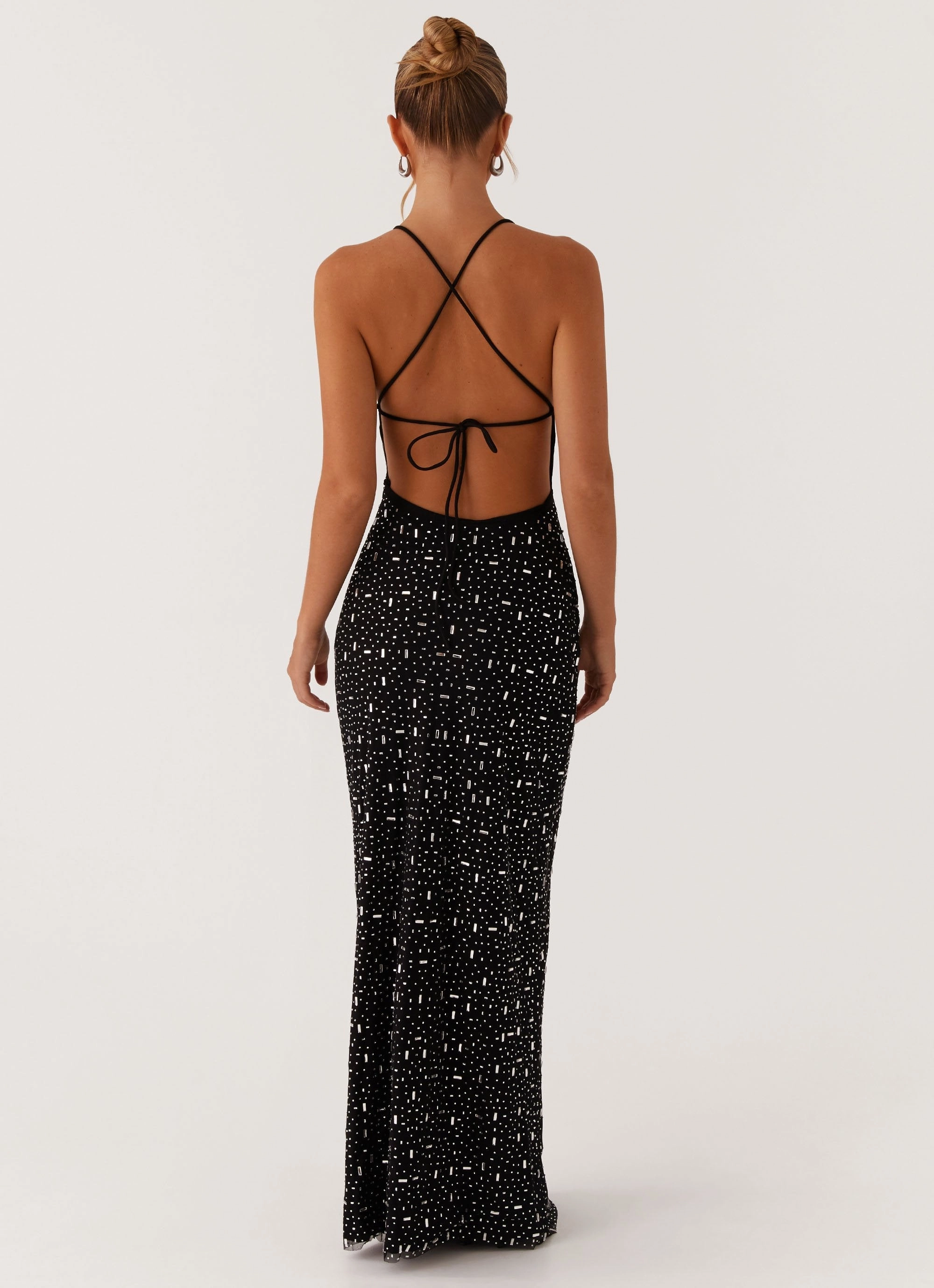 Cressida Rhinestone Mesh Maxi Dress - Black Comfortable fit Refined Cut