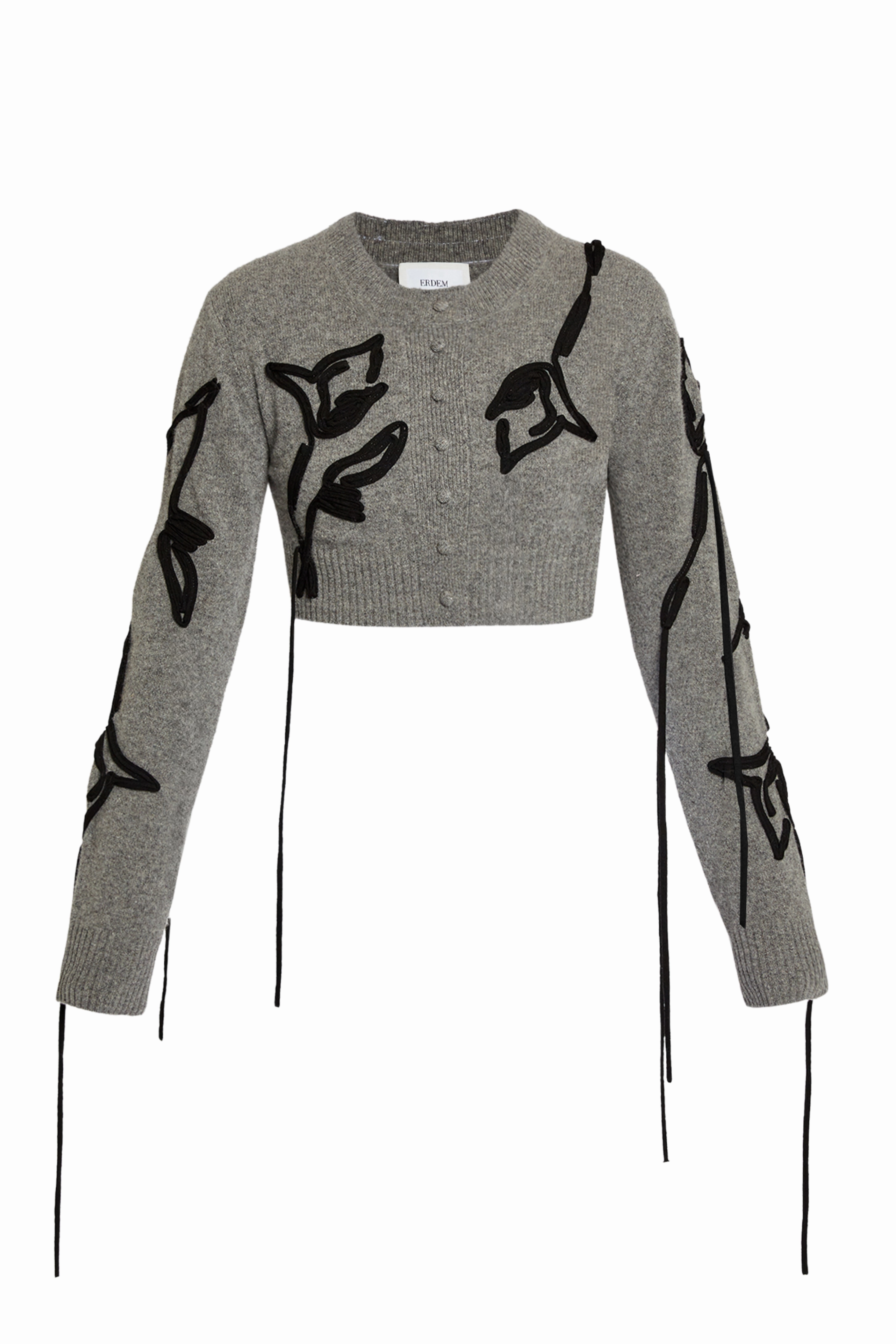 Eco Certified Fibers Layered Texture Crew Neck Cropped Cardigan
