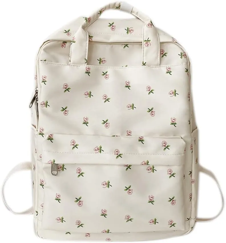 CRGANGZY Fashion Floral Backpack Large Capacity Floral Shoulder Bag Small Flower, small flower