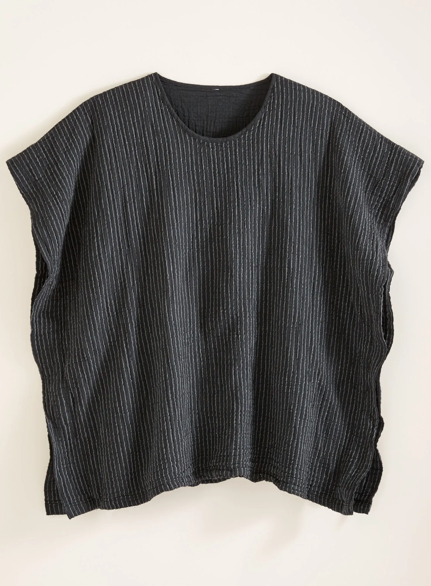 Crinkle Cotton Striped Caftan Tunic
