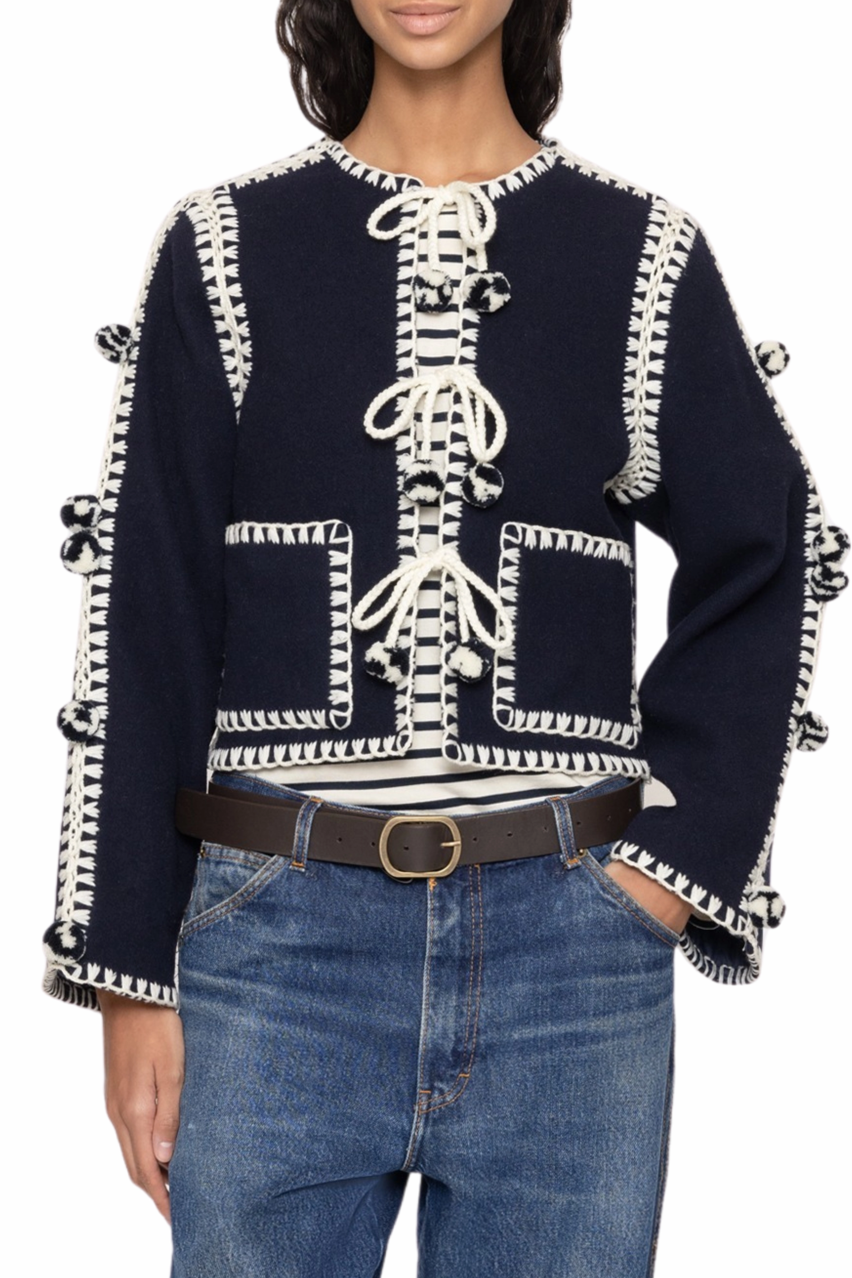 Addison Pom Pom Jacket Stretch Enhanced Mobility Zones Practical Everyday Fit