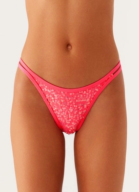 Flexible Bonding Technology Figure Flattering Swim Croatia Bikini Bottoms - Pink Sequin