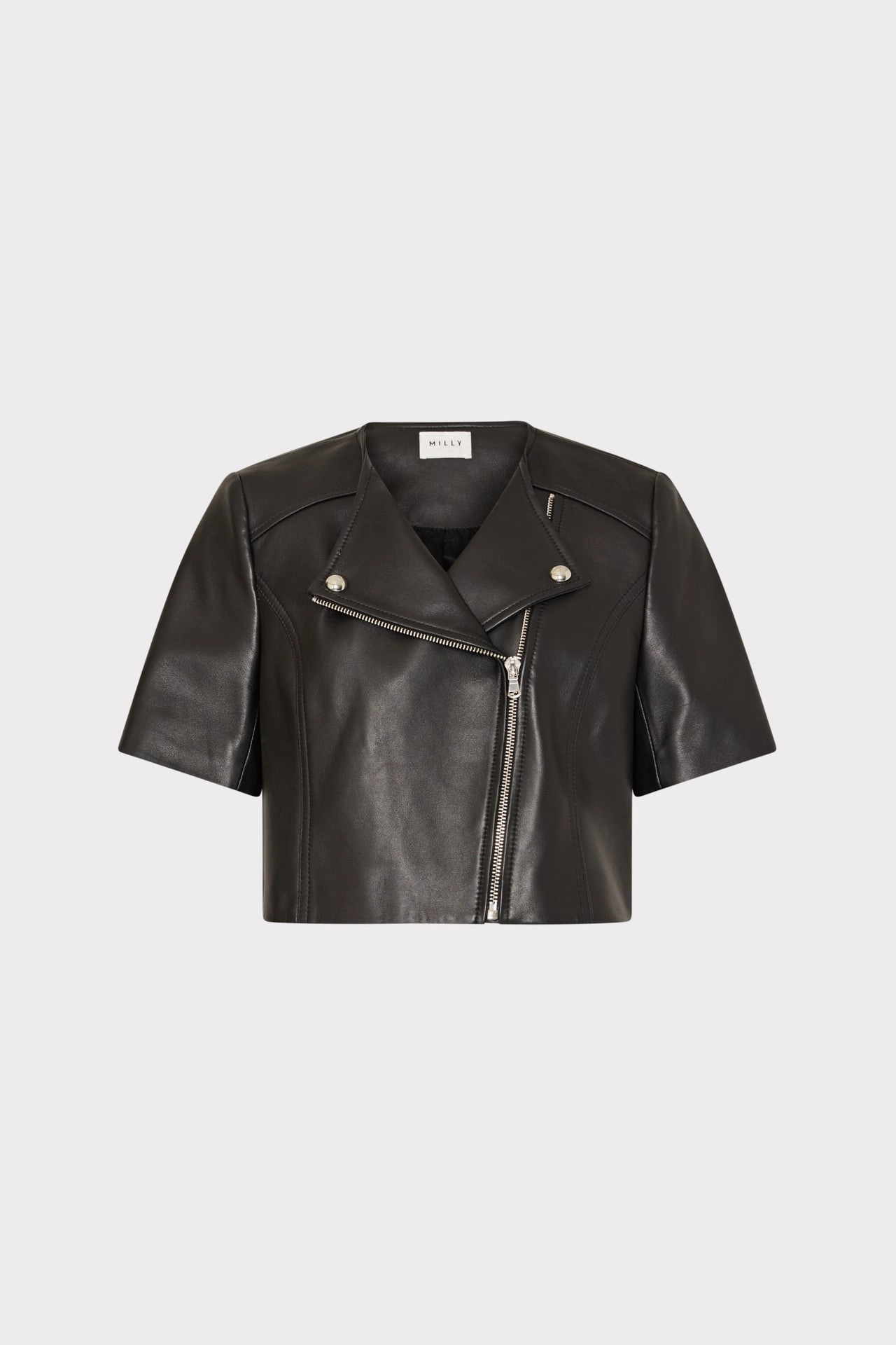 Low Maintenance Fabric Cropped Short Sleeve Moto Jacket